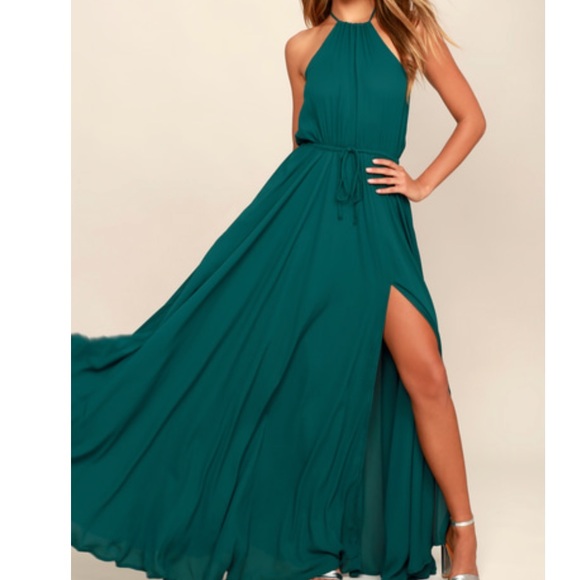 Lulus Dresses & Skirts - Lulus Essence of Style Teal Green Maxi Dress Slit